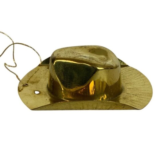 Vintage India Exotics Brass Cowboy Hat & Saddle Christmas Ornaments Hand Made - Picture 4 of 12